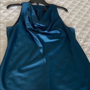 Ann Taylor Dark Peacock Blue cowlneck Top